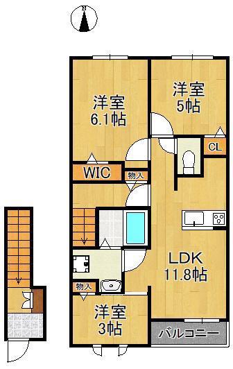 ギャラン大野井 A(3LDK/2階)の間取り写真