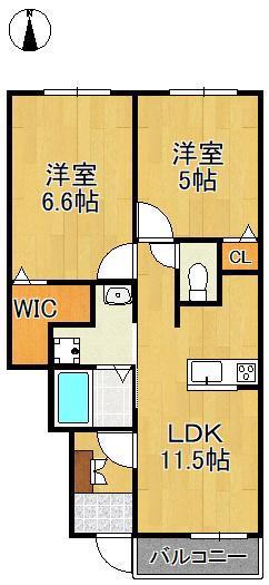 ギャラン大野井 B(2LDK/1階)の間取り写真
