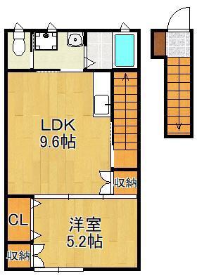 グランディール朽網(1LDK/2階)の間取り写真