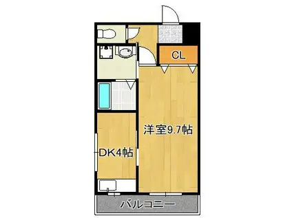 アルファKⅡ(1K/2階)の間取り写真