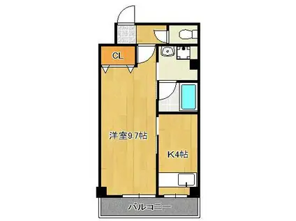 アルファKⅡ(1K/3階)の間取り写真