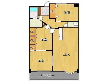 レイ・ブリック若園(3LDK/3階)の間取り写真