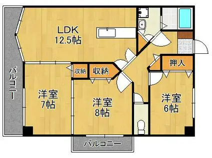 レイ・ブリック若園(3LDK/3階)の間取り写真