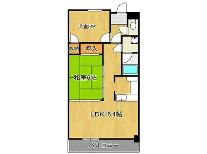 ビバリーぽーと(2LDK/6階)の間取り写真