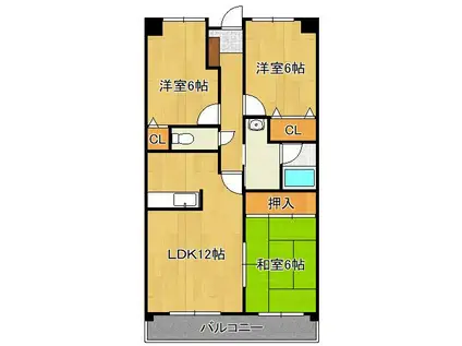 デニエ守恒(3LDK/3階)の間取り写真
