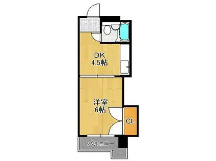小倉第二鳳城ビル(1DK/5階)の間取り写真