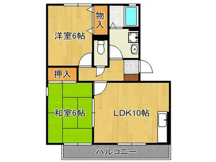 サンスカイ徳力Ⅱ(2LDK/1階)の間取り写真