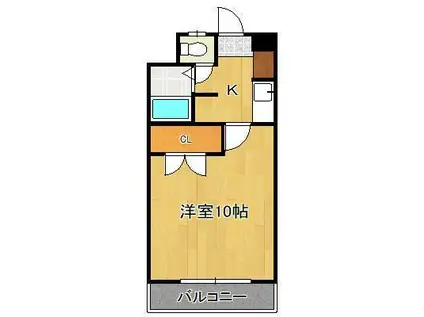 ハートフル北方(1K/6階)の間取り写真