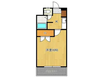 ハートフル北方(1K/8階)の間取り写真