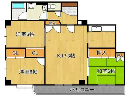 ロワールイン守恒(3LDK/4階)の間取り写真
