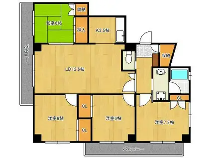 ロワールイン守恒(4LDK/5階)の間取り写真