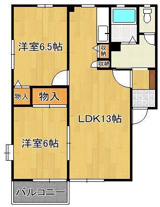 パルティールI(2LDK/2階)の間取り写真