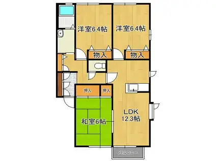 レシェンテ徳力(3LDK/2階)の間取り写真