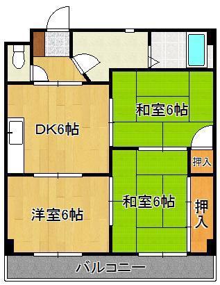 スカイハイツ原田(3DK/3階)の間取り写真