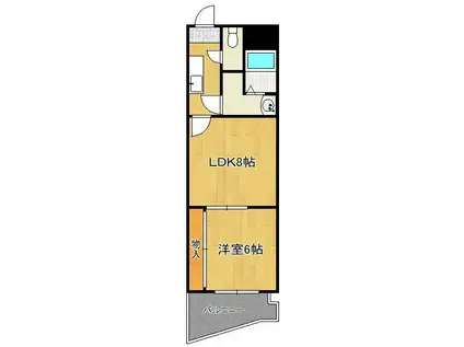 ニューエバーグリーン小倉(1DK/2階)の間取り写真