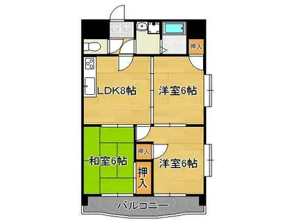ニューエバーグリーン小倉(3LDK/4階)の間取り写真