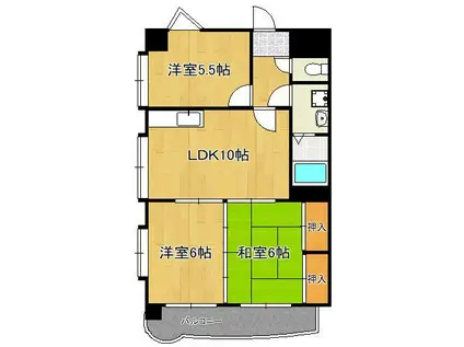 ニューエバーグリーン小倉(3LDK/5階)の間取り写真