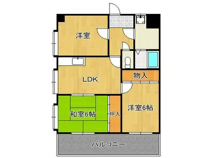 ニューエバーグリーン小倉(3LDK/6階)の間取り写真