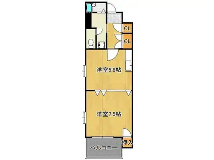 リファレンス北方Ⅱ(1DK/9階)の間取り写真