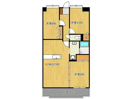 クレセール守恒(3LDK/6階)の間取り写真