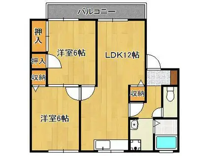 ベルメゾン瓜生Ⅰ(2LDK/2階)の間取り写真