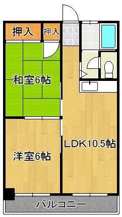 シュロス若園(2LDK/1階)の間取り写真