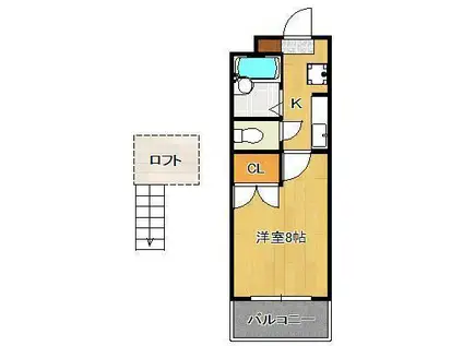 ヤンググレイス若園(1K/4階)の間取り写真