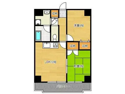 守恒センタービル(2LDK/2階)の間取り写真
