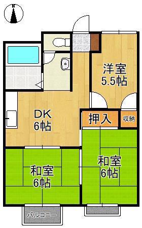 グランドハイツ幸福A棟(3DK/1階)の間取り写真