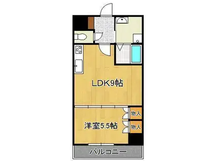 ロイヤルパレス(1LDK/9階)の間取り写真