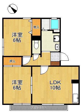 タウンコート徳力(2LDK/1階)の間取り写真