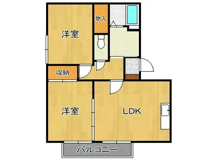 タウンコート徳力(2LDK/3階)の間取り写真