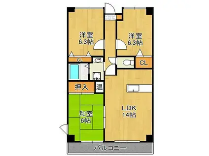 ニューガイア上石田(3LDK/5階)の間取り写真