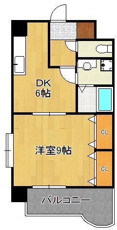 ベルガ北方(1DK/3階)の間取り写真