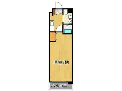 ベルガ北方(1K/9階)の間取り写真