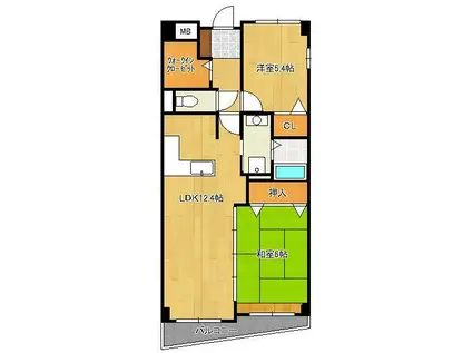 ミラベル嵐ヶ丘(2LDK/4階)の間取り写真