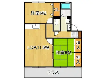 アムールⅠ(2LDK/1階)の間取り写真