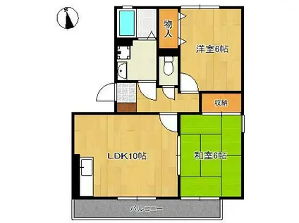 エトワール嵐山(2LDK/2階)の間取り写真