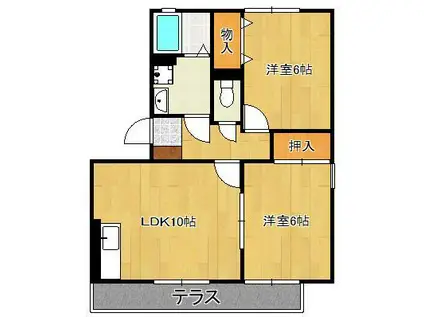 エトワール嵐山(2LDK/1階)の間取り写真