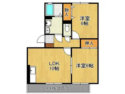 エトワール嵐山(2LDK/1階)の間取り写真