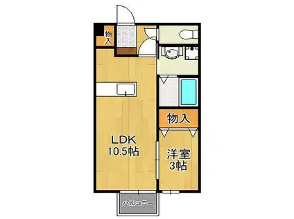 スクールサイド若藤(1LDK/1階)の間取り写真