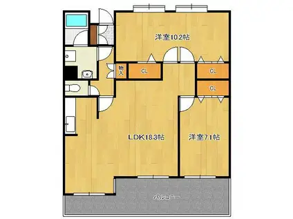 フリーリー守恒(2LDK/5階)の間取り写真