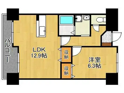 ジャミロ小倉(1LDK/6階)の間取り写真