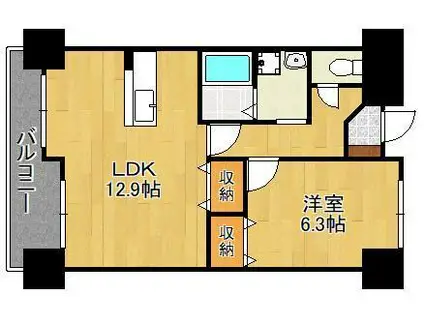 ジャミロ小倉(1LDK/4階)の間取り写真