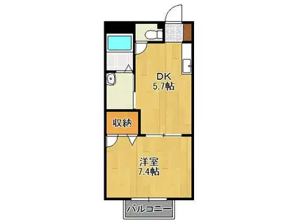 ドゥソレイユ21 A棟(1DK/1階)の間取り写真