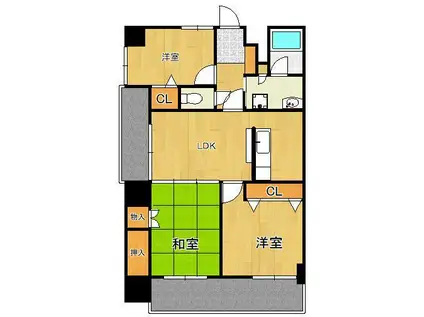 グリーンピア徳力Ⅱ(3LDK/4階)の間取り写真
