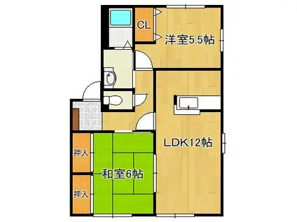 咲ら坂D棟(2LDK/1階)の間取り写真