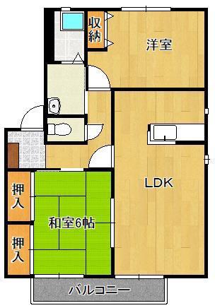 プリムヴェールパルクG棟(2LDK/2階)の間取り写真
