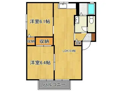 インフィオーレ芦田 B棟(2LDK/2階)の間取り写真