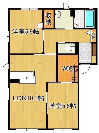 エクレールメゾン湯川(2LDK/1階)の間取り写真